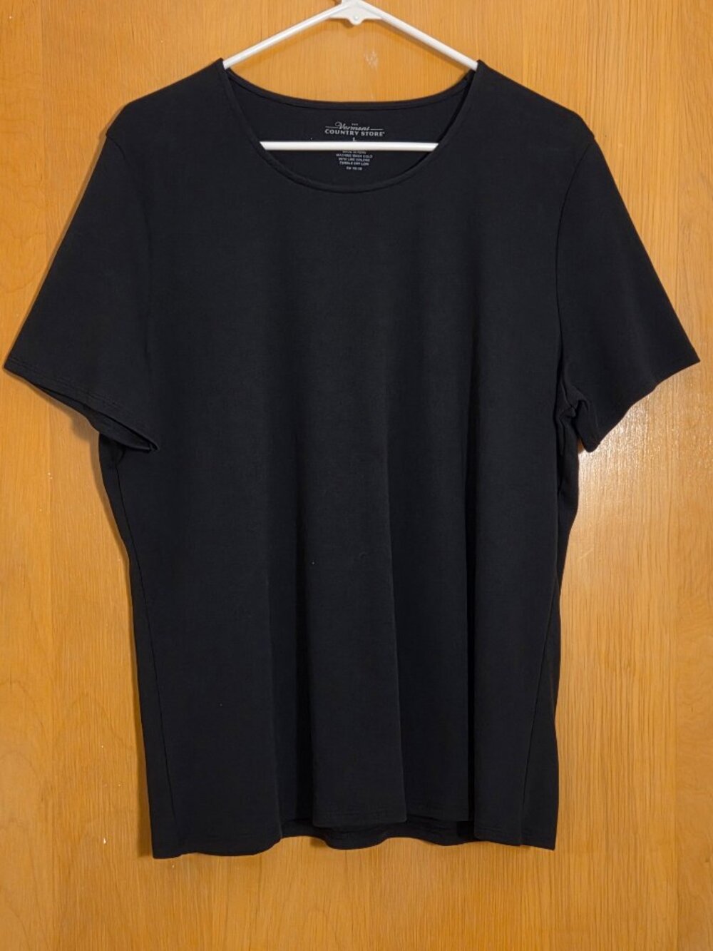 The Vermont Country Store Crew Neck S/S Tee Shirt Top Womens L Black 100% Cotton